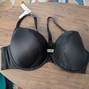 44D Cacique Black Lace Smooth Boost Plunge Bra